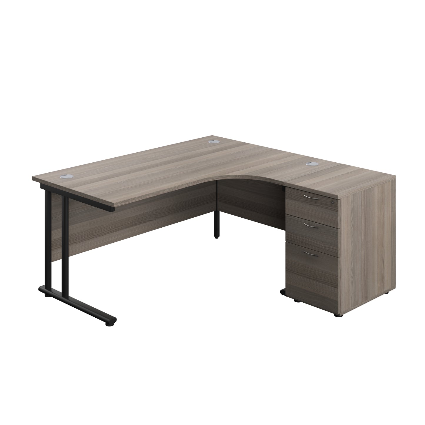 Aztec|Twin Upright|Right Hand Radial Desk|1600x1200|Grey Oak-Black