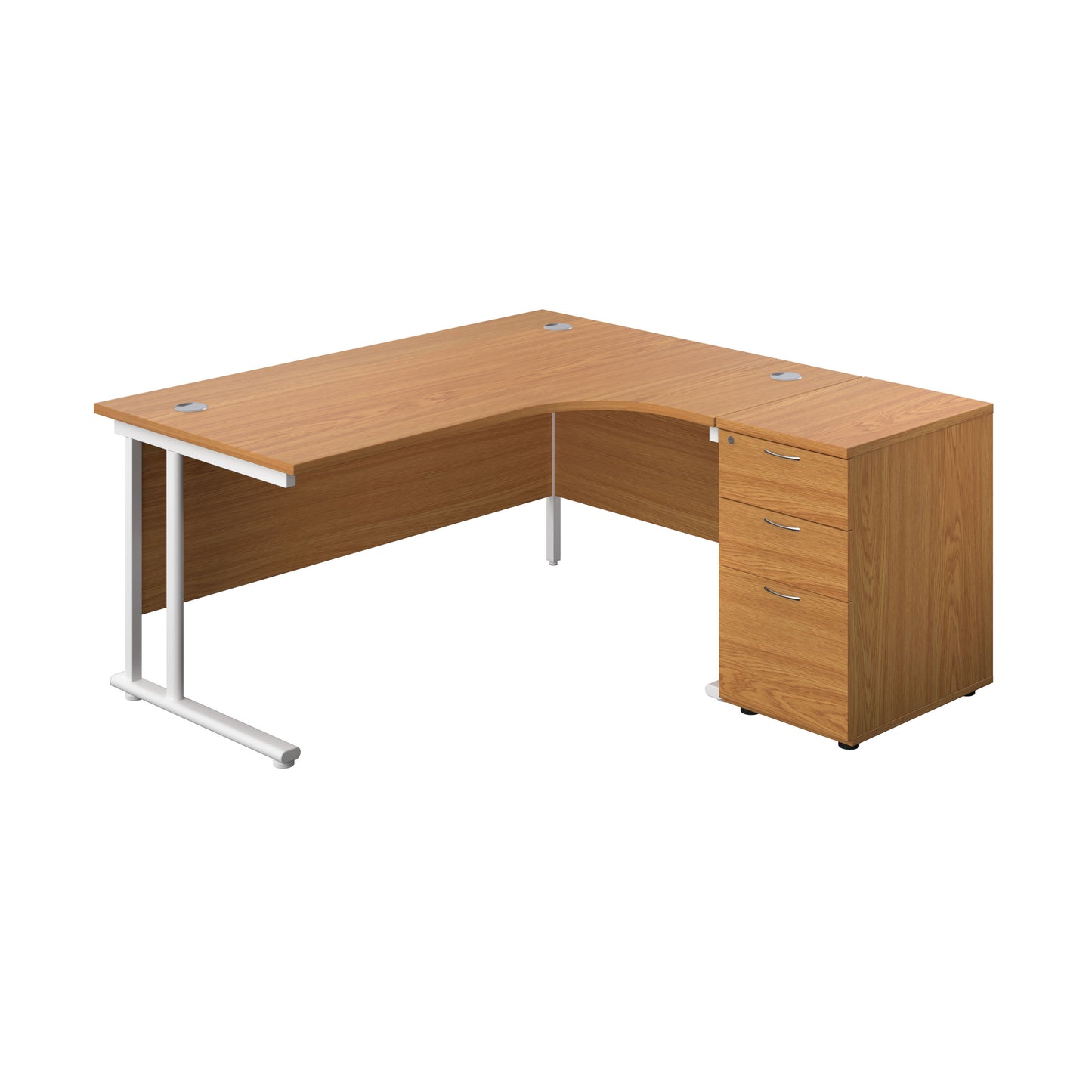 Aztec|Twin Upright|Right Hand Radial Desk|1600x1200|Nova Oak-White