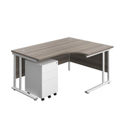 Twin Upright Right Hand Radial Desk + Under Desk Steel Pedestal 3 Drawers (FSC)