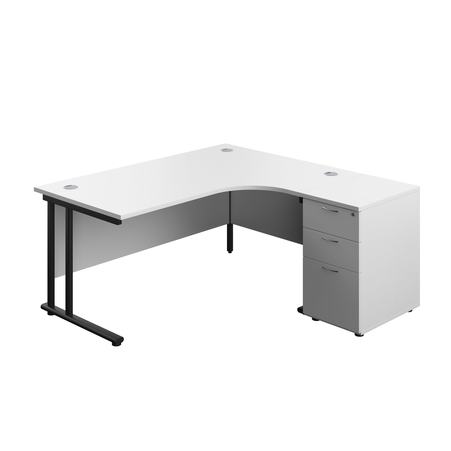 Aztec|Twin Upright|Right Hand Radial Desk|1600x1200|White-Black