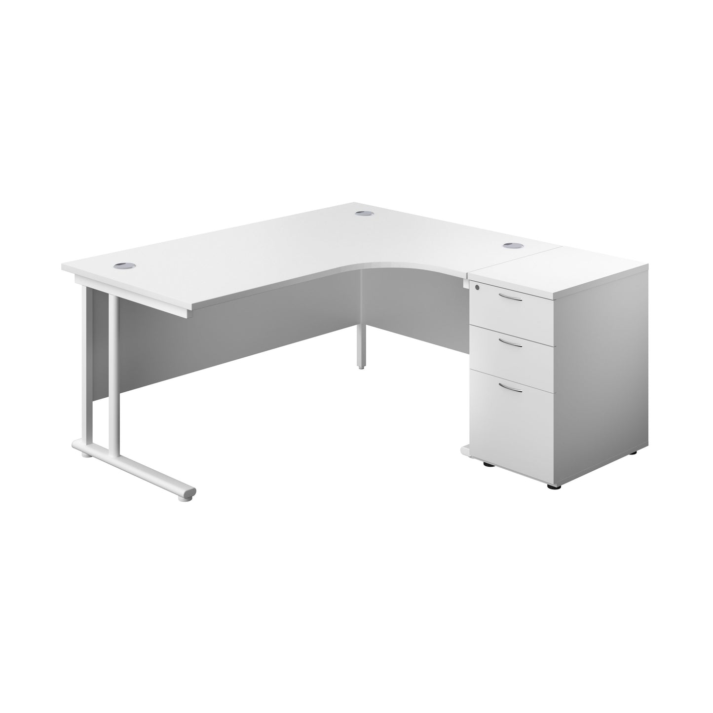 Aztec|Twin Upright|Right Hand Radial Desk|1600x1200|White-White