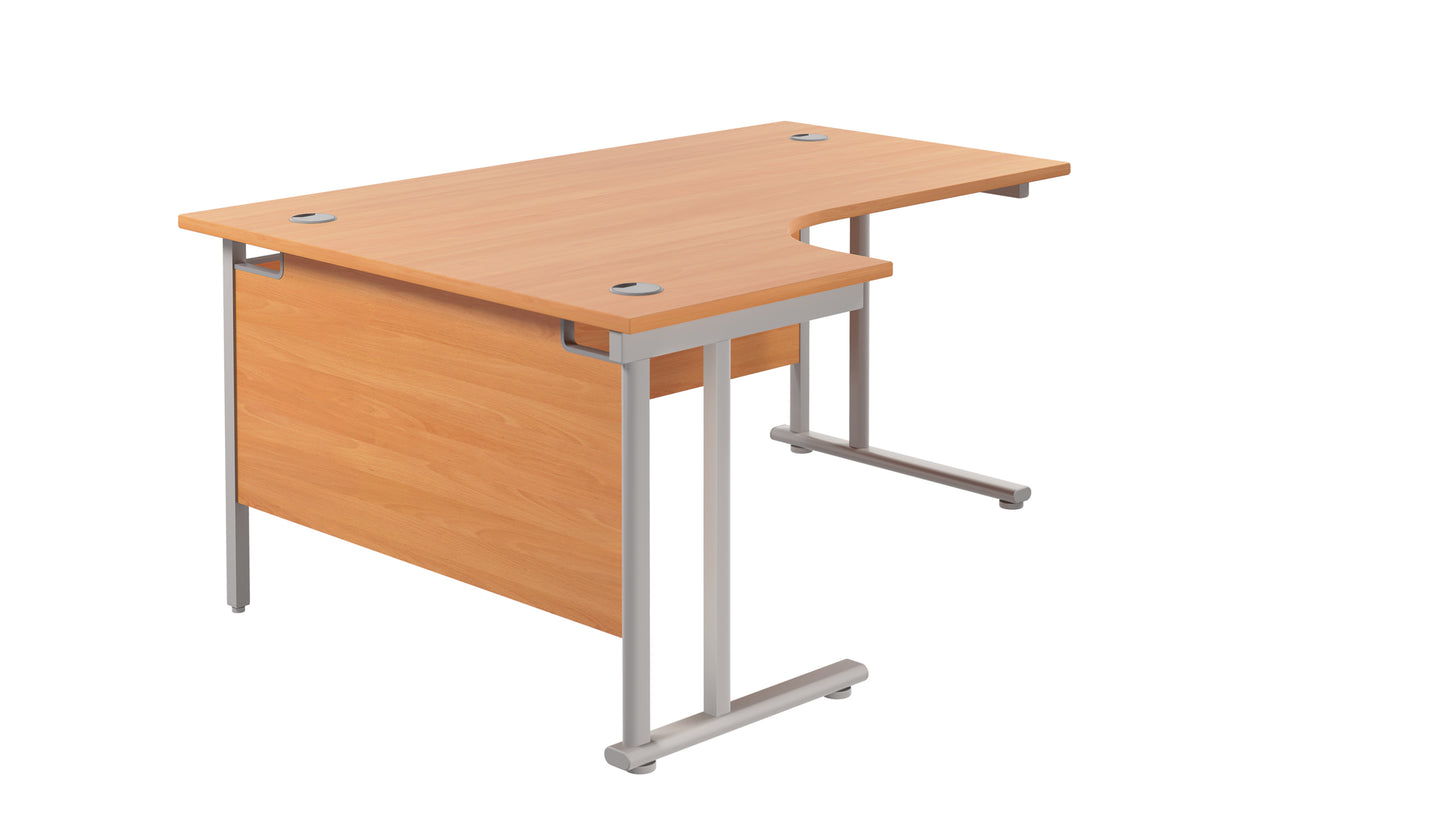 Aztec|Twin Upright|Left Hand|Radial Desk|1600x1200|Beech-Silver