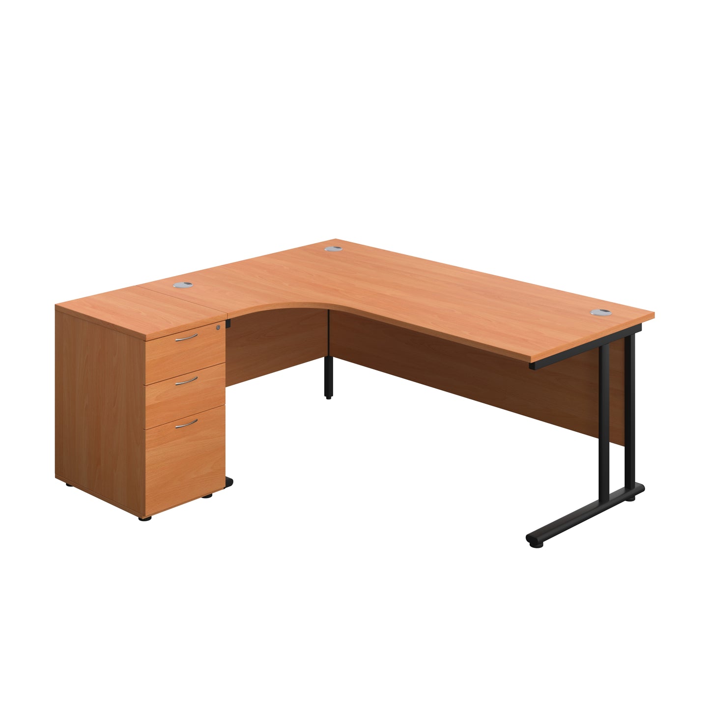 Aztec|Twin Upright|Radial Desk|1800x1200|Beech-Black