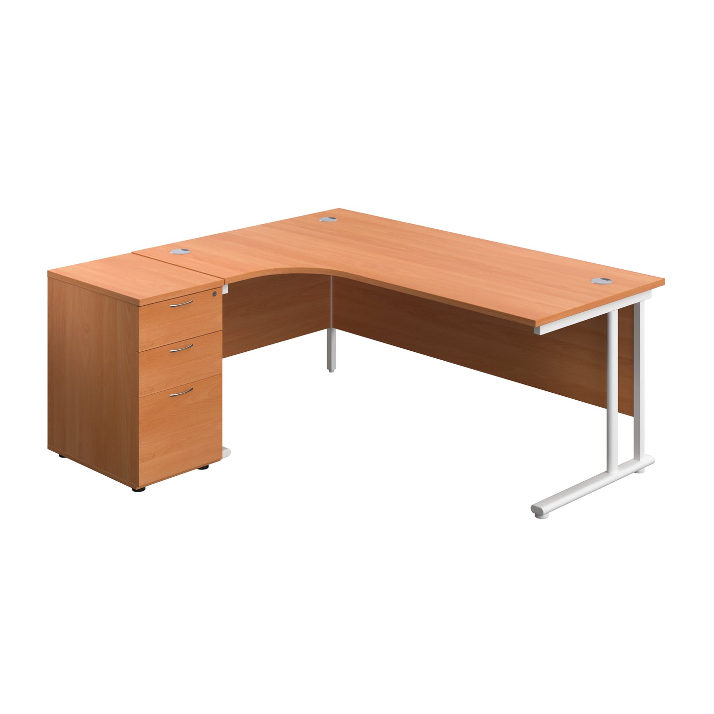 Aztec|Twin Upright|Radial Desk|1800x1200|Beech-White