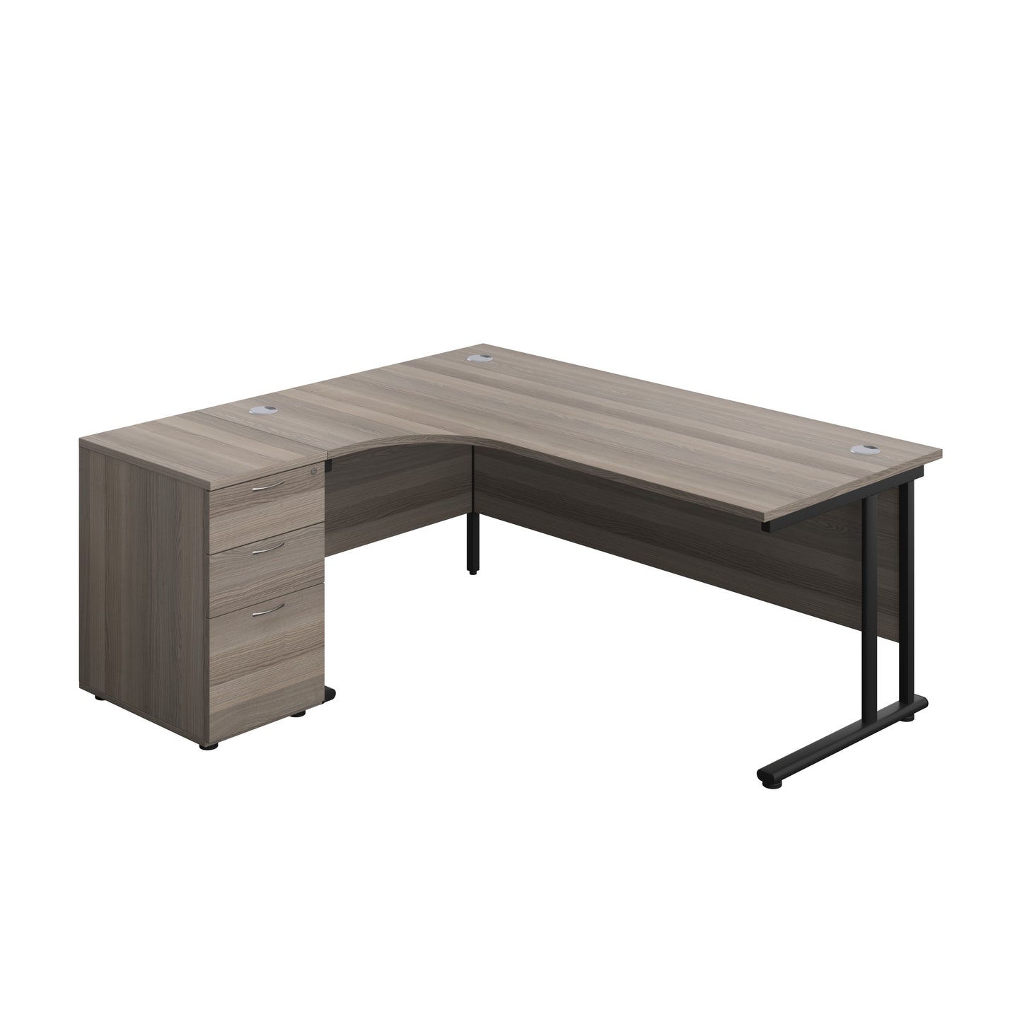 Aztec|Twin Upright|Radial Desk|1800x1200|Grey Oak-Black