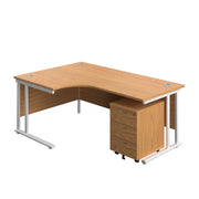 Twin Upright Left Hand Radial Desk + Mobile 3 Drawer Pedestal (FSC)