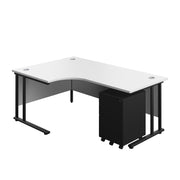 Twin Upright Left Hand Radial Desk + Under Desk Steel Pedestal 3 Drawers (FSC)