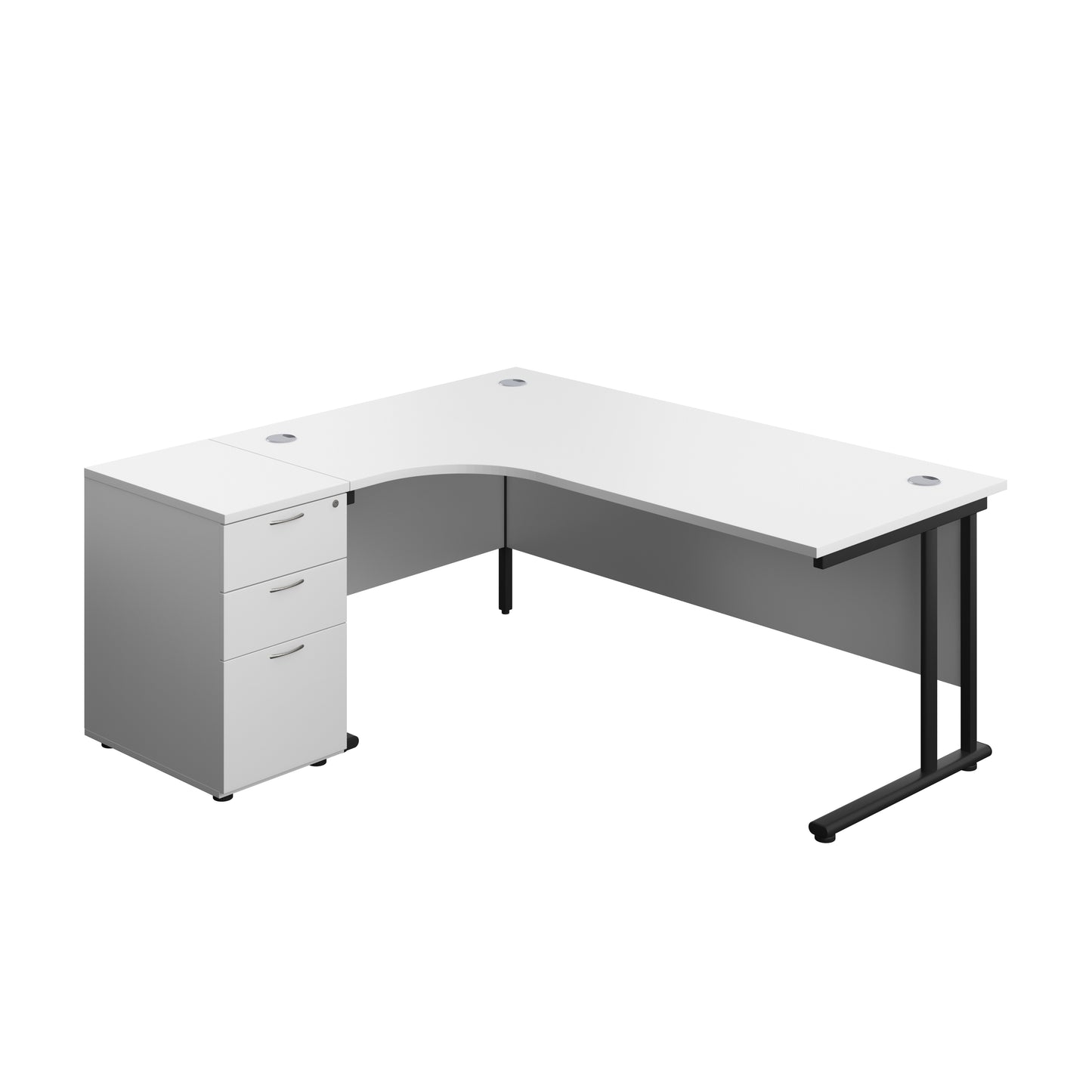 Aztec|Twin Upright|Radial Desk|1800x1200|White-Black