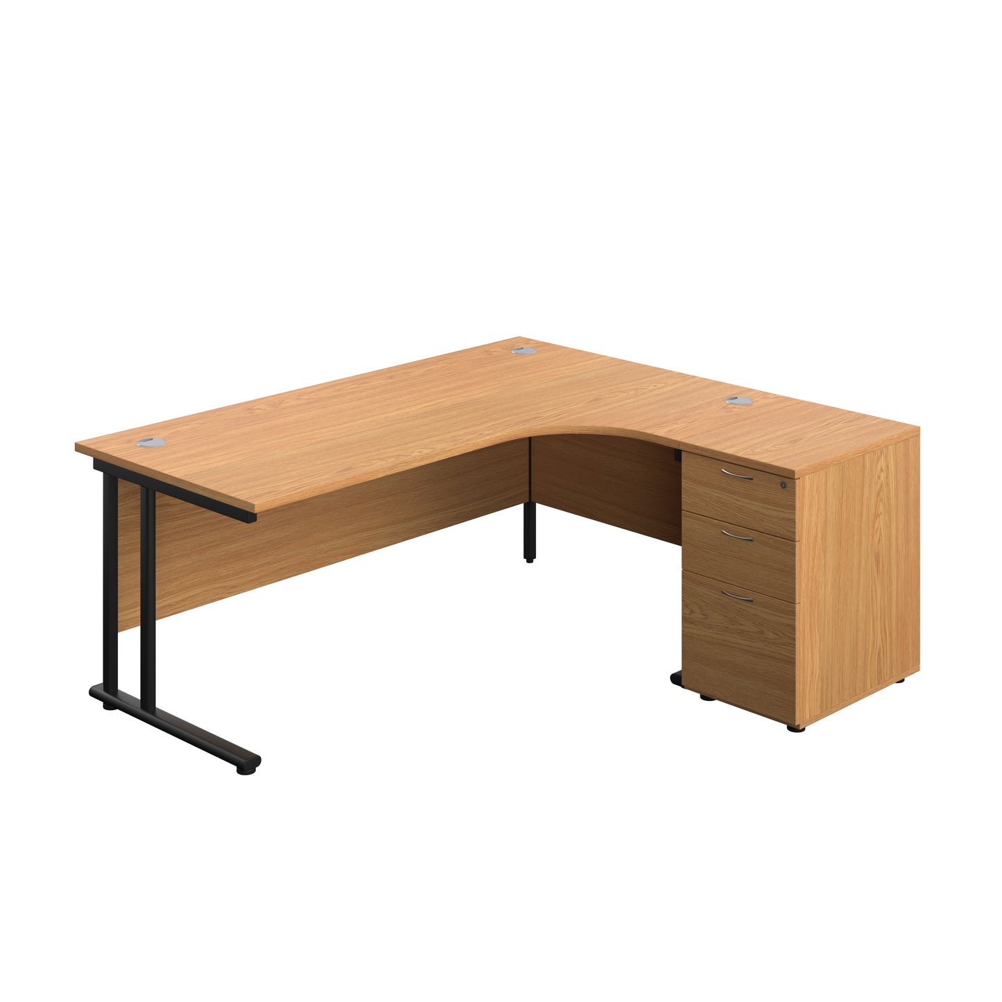 Aztec|Twin Upright|Right Hand|Radial Desk|1800x1200|Nova Oak-Black