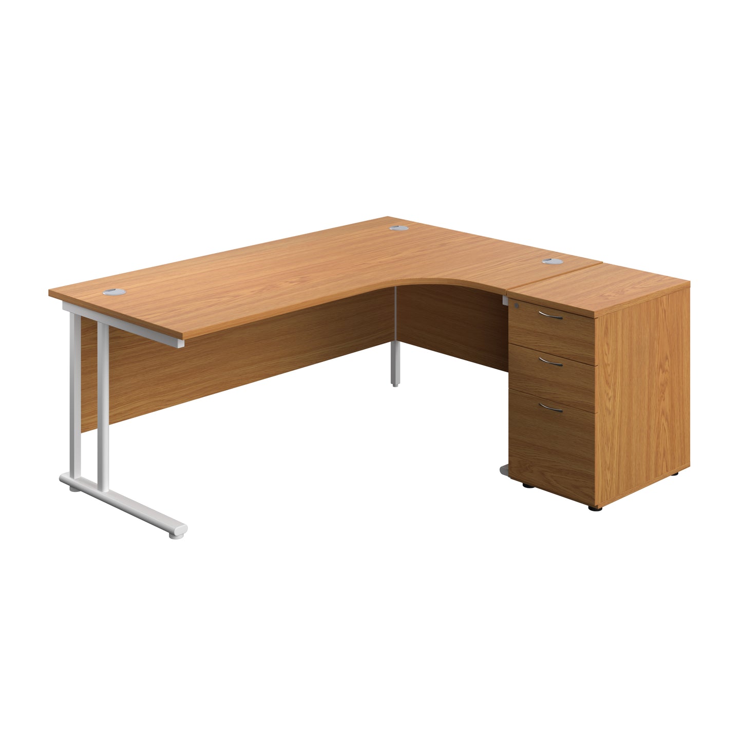 Aztec|Twin Upright|Right Hand|Radial Desk|1800x1200|Nova Oak-White