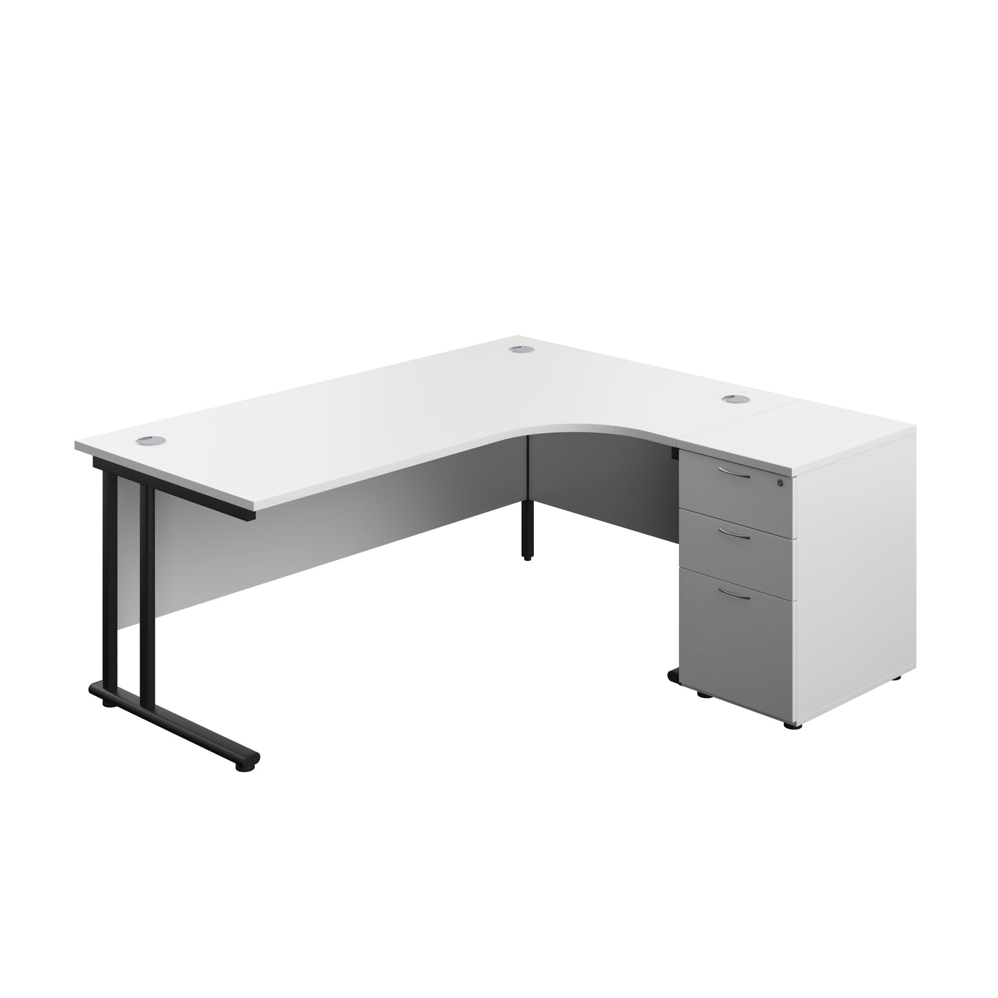Aztec|Twin Upright|Right Hand|Radial Desk|1800x1200|White-Black
