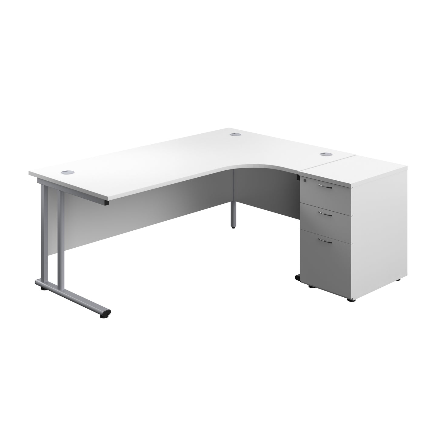 Aztec|Twin Upright|Right Hand|Radial Desk|1800x1200|White-Silver