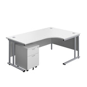 Twin Upright Right Hand Radial Desk + Mobile 2 Drawer Pedestal (FSC)
