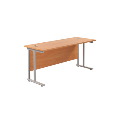 Aztec|Twin Upright|Rectangular|Desk|1800x600|Beech-Silver