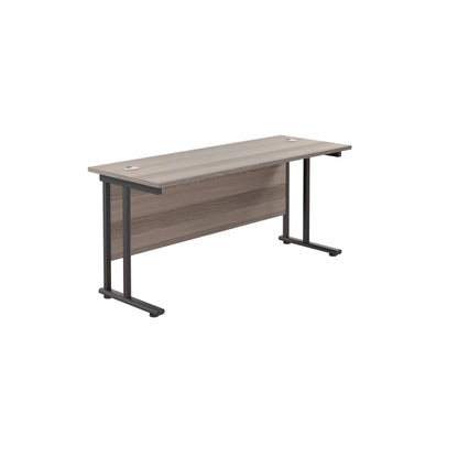 Aztec|Twin Upright|Rectangular|Desk|1800x600|Grey Oak-Black
