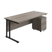 Twin Upright Rectangular Desk + Mobile 2 Drawer Pedestal (FSC)