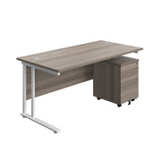 Twin Upright Rectangular Desk + Mobile 2 Drawer Pedestal (FSC)