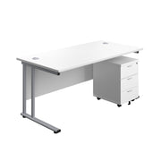 Twin Upright Rectangular Desk + Mobile 3 Drawer Pedestal (FSC)