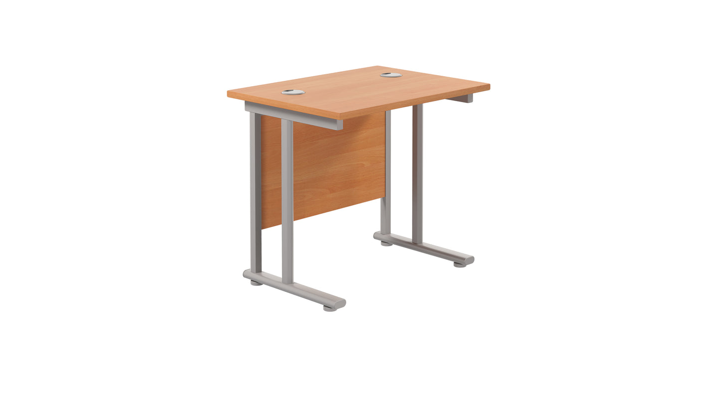 Aztec|Twin Upright|Rectangular|Desk|800x600|Beech-Silver