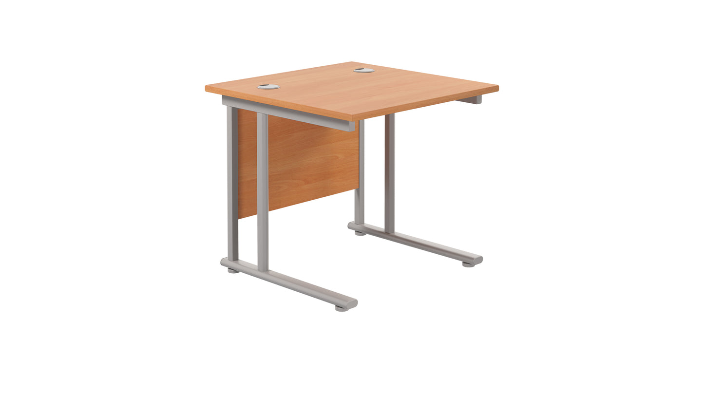 Aztec|Twin Upright|Rectangular|Desk|800x800|Beech-Silver