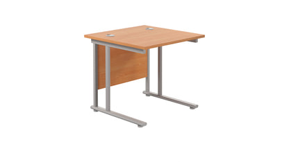 Aztec|Twin Upright|Rectangular|Desk|800x800|Beech-Silver