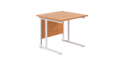 Aztec|Twin Upright|Rectangular|Desk|800x800|Beech-White