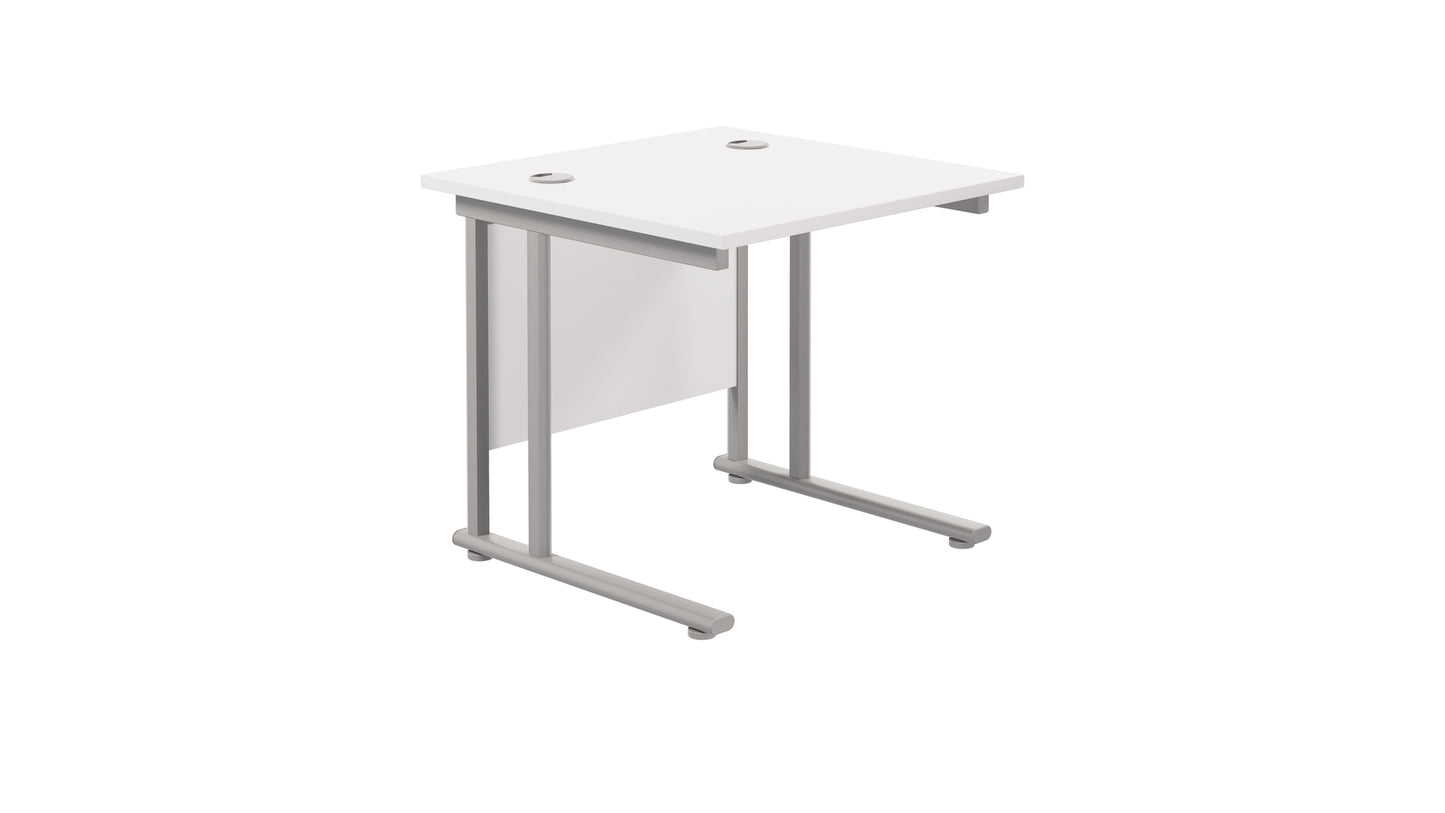 Aztec|Twin Upright|Rectangular|Desk|800x800|White-Silver