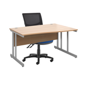 Wave Desk 1400mm With Steel 3 Drawer Wide Mobile Pedestal And Mesh Back PCB Operator Chair