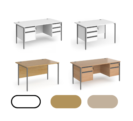 H-Frame straight desk 80cm deep