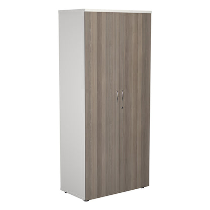 Aztec|4 Shelf|Wooden|Cupboard|1800|Grey Oak-White