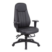 Executive Desk With Panel End Legs 200cm x 100cm With High Back 24hr Task Chair - Black Faux Leathe