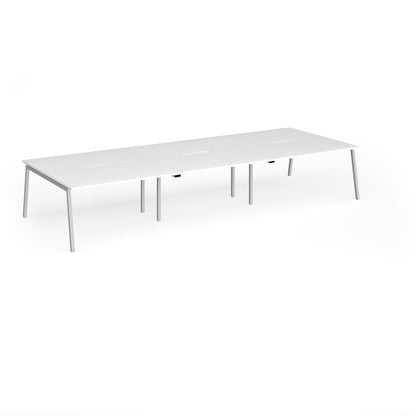 Connex Plus Angled Frame Triple Back to Back Desks - ACO4216-S-WH