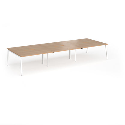 Connex Plus Angled Frame Triple Back to Back Desks - ACO4216-WH-B