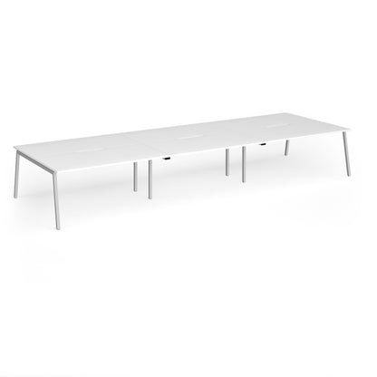 Connex Plus Angled Frame Triple Back to Back Desks - ACO4816-S-WH