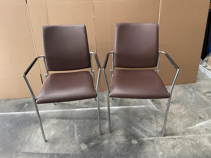 Boss Designs CARLO Executive Stacking Chairs - Genuine Brown Leather UK DELIVERY