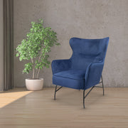 Alpha high back lounge chair with black metal frame