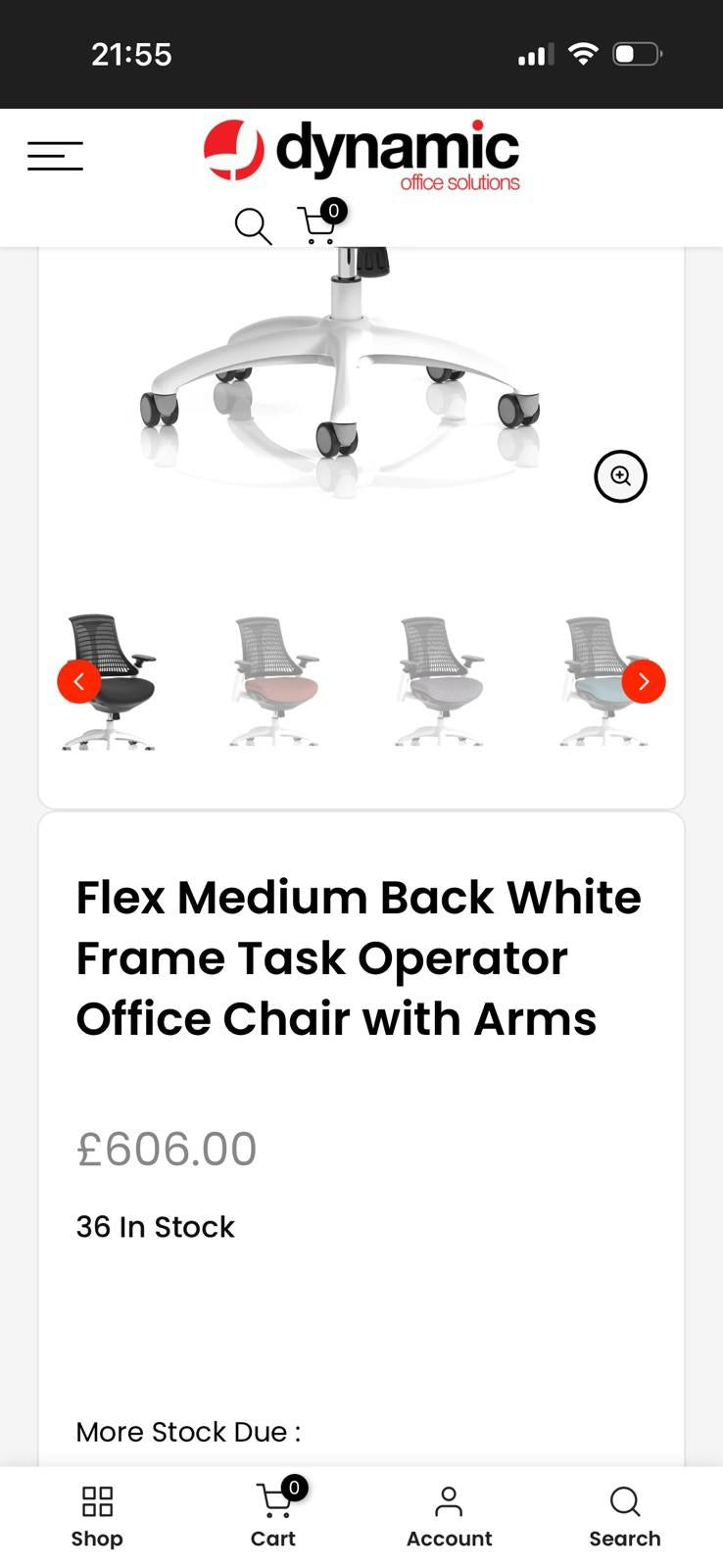 Flex Medium Back White Frame Task Operator Office Chair with Arms