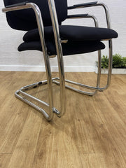 2x Modern Cantilever Chrome Frame Stacking Chairs / Visitor , Reception / UK 🚚
