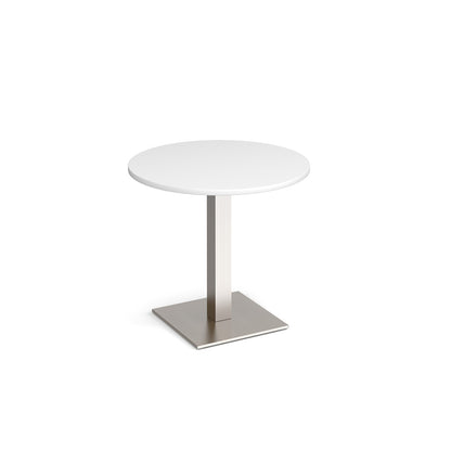 Brescia circular dining table with flat square base - BDC800-BS-WH