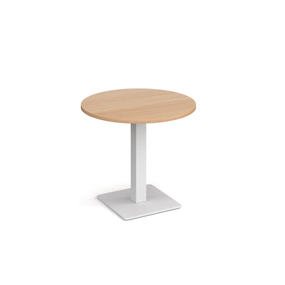 Brescia circular dining table with flat square base - BDC800-WH-B