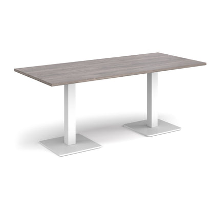 Brescia rectangular dining table with square bases - BDR1800-WH-GO