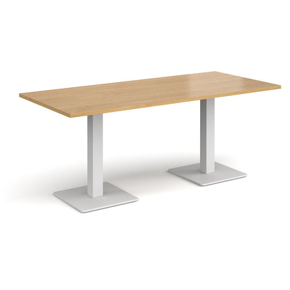 Brescia rectangular dining table with square bases - BDR1800-WH-O