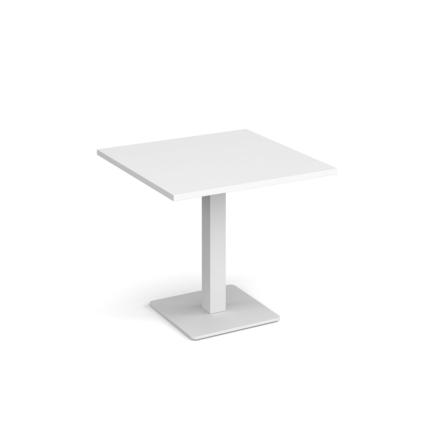 Brescia square dining table with flat square base - BDS800-WH-WH