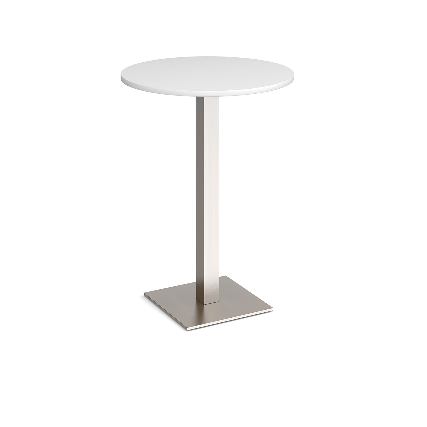 Brescia circular poseur table with flat square base - BPC800-BS-WH
