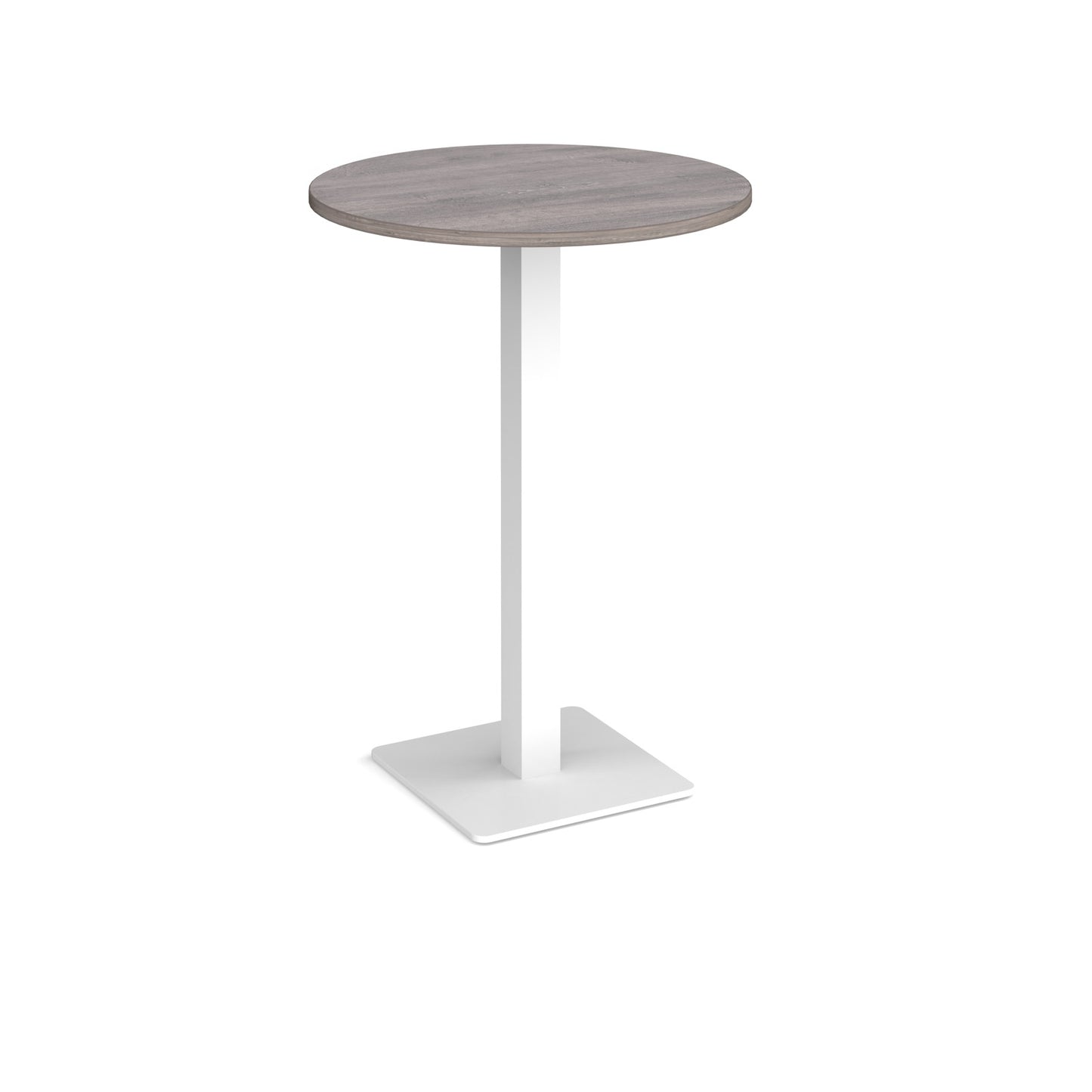 Brescia circular poseur table with flat square base - BPC800-WH-GO