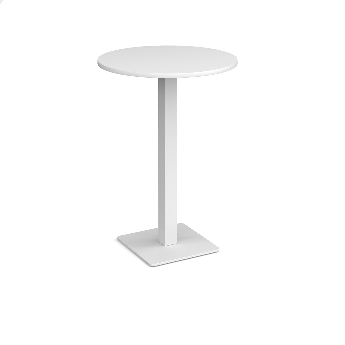 Brescia circular poseur table with flat square base - BPC800-WH-WH