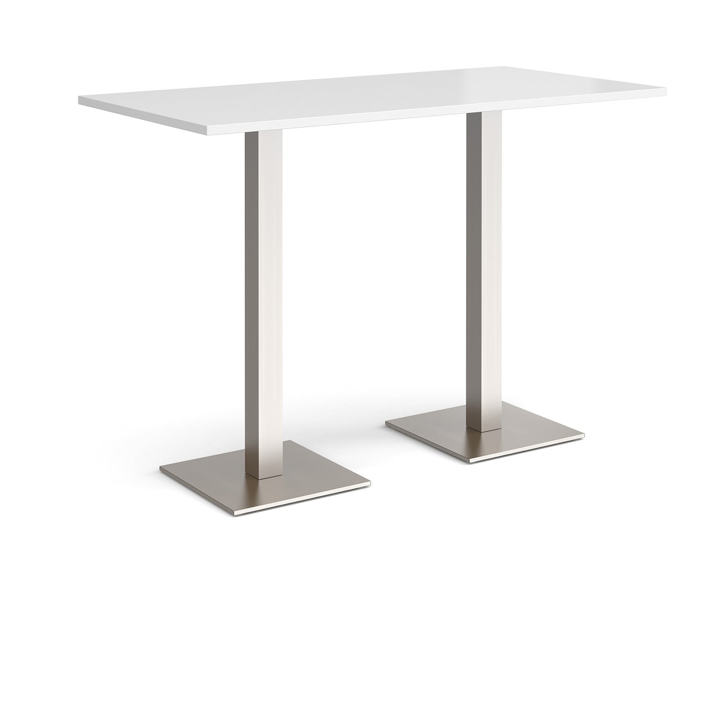 Brescia rectangular poseur table with square bases - BPR1600-BS-WH