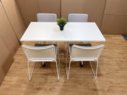 White Mobile Folding Table With Designer Italian Stacking Chairs - Can DELIVER