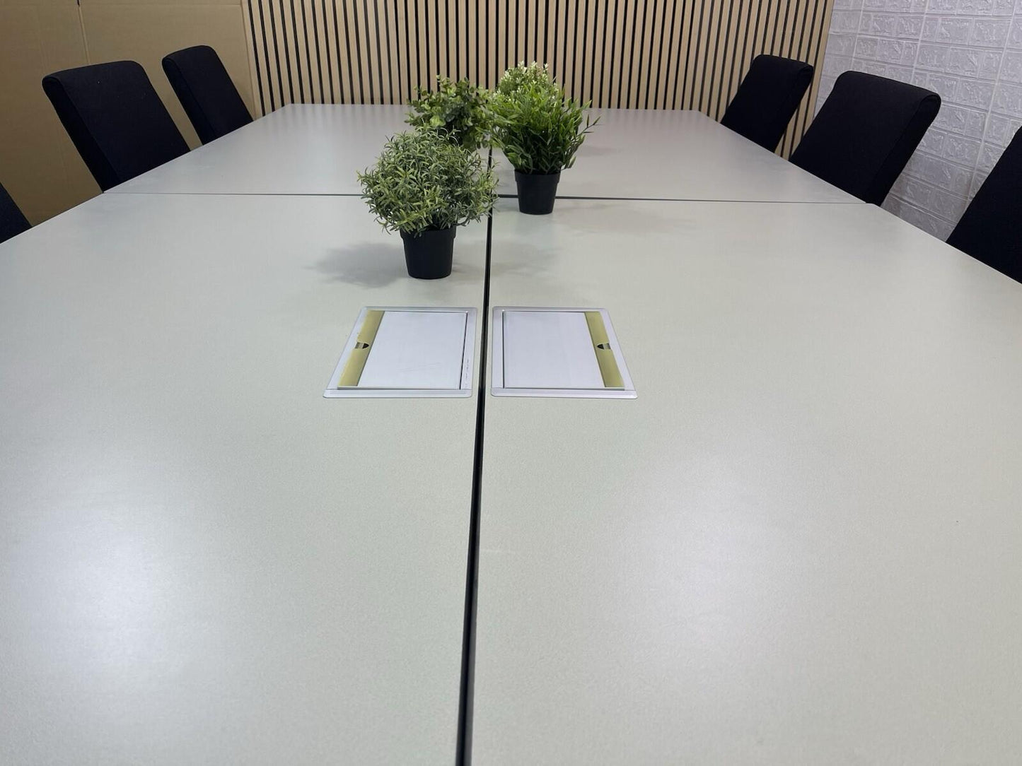 Executive Meeting Table With Power Supply- Adjustable Swivel Chairs