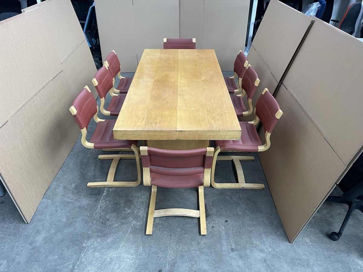 Vintage Executive Table & 8 X ISKU Made In Finland Cantilever Chairs-CAN DELIVER